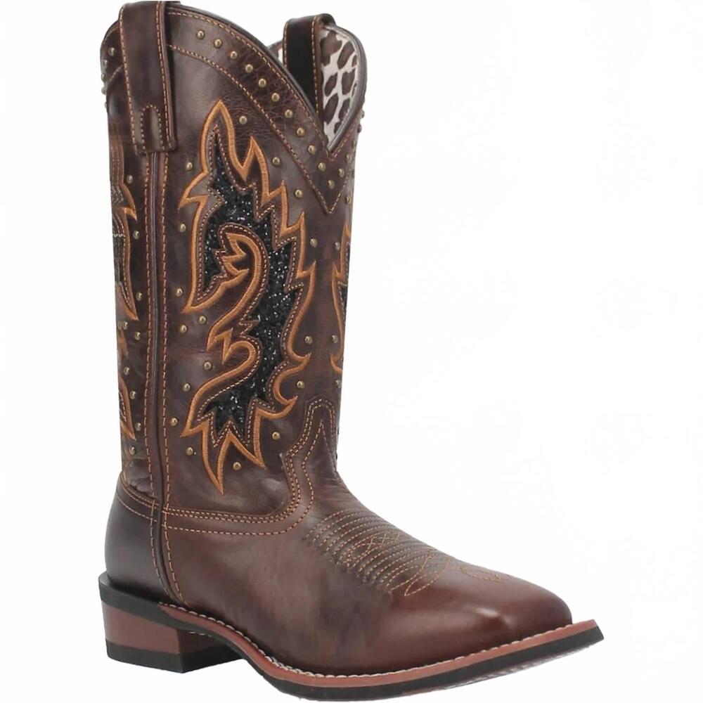 NEW DAN POST. women's broad square western boot in deep brown